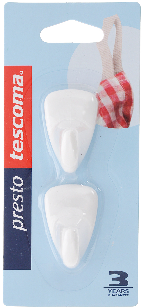 Крючок Tescoma Presto, самоклеящийся, 2 шт41619 Крючок Tescoma Presto, самоклеящийся, 2 шт41619Крючки Tescoma Presto, выполненные из пластика, предназначены для постоянного размещения на стене. Изделия отлично подойдут для подвешивания кухонных принадлежностей: полотенец, рукавиц, прихваток и других мелких предметов.Самоклеящиеся крючки легко прикреплять и удобно использовать, после снятия не оставляют следов на поверхности.Комплектация: 2 шт.Размер крючка: 4 х 2,5 см.