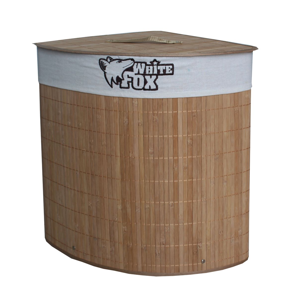 Корзина для белья White Fox Bamboo Standart, угловаяES-412 Корзина для белья White Fox Bamboo Standart, угловаяES-412Корзина для белья White Fox Bamboo Standart предназначена для организации и хранения белья. Съемный чехол можно стирать в стиральной машине при деликатной стирке. Удобные ручки помогут перемещать корзину в любое удобное место. Угловая конструкция легко впишется в любой интерьер.