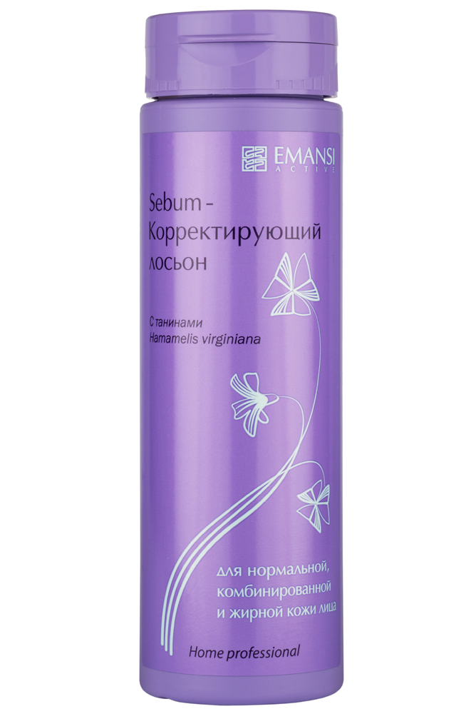 Emansi Sebum-Корректирующий лосьон с танинами Hamamelis virginiana для нормальной, комбинированной и жирной кожи лица Emansi active, 150 мл72523WD Emansi Sebum-Корректирующий лосьон с танинами Hamamelis virginiana для нормальной, комбинированной и жирной кожи лица Emansi active, 150 мл72523WDДва фактора очищения: Сапонины конского каштана* NatraGem™ S150NP** (соответствует Ecocert)Два корректора снижения себума: смесь гидроксидеценовой (ключевой компонент маточного молочка) и себациновой кислот*** танины гамамелисаСтабилизатор антиоксидантного статуса: танины гаммамелиса****Дополнительно в лосьоне: процианидины гамамелиса стабилизирует нормальную микрофлоруДействие клинически доказано компанией:*Indena, Италия**Croda, Англия***Число сальных желез, активно выделяющих себум, уменьшается на 20% при применении в течение недели, ISP, США****Департаментом биомедицинских наук штата Массачусетса, США