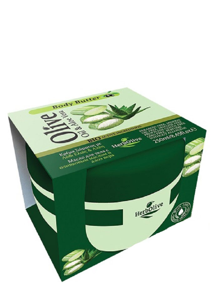 HerbOlive Масло для тела с алоэ-вера 250 мл5200310405211 HerbOlive Масло для тела с алоэ-вера 250 мл5200310405211Твердое масло для тела с экстрактом органического алоэ вера и оливковым маслом при соприкосновении с кожей нежно тает, питая, увлажняя и одаривая тело ароматом греческих растений. В составе ценные масла карите, оливы, миндаля, пантенол. Средство устраняет стянутость, шелушение, тонизирует кожу, хорошо впитывается, не оставляет ощущение жирности.Косметика произведена в Греции на основе органического сырья, НЕ СОДЕРЖИТ минеральные масла, вазелин, пропиленгликоль, парабены, генетически модифицированные продукты (ГМО)