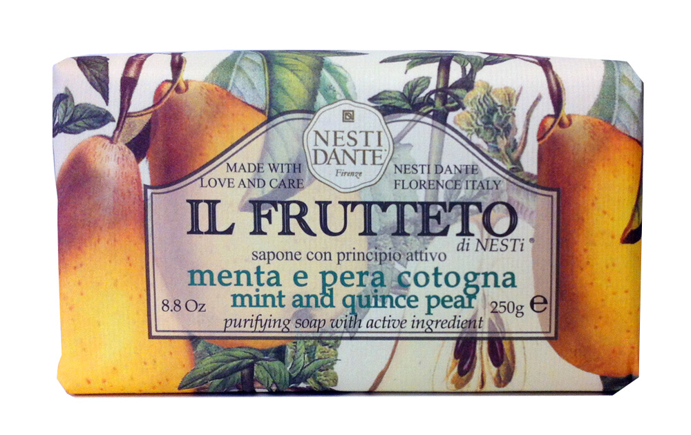 Nesti Dante Мыло Mint & Quince pear Мята и айвовая груша 250 г26102025 Nesti Dante Мыло Mint & Quince pear Мята и айвовая груша 250 г26102025NEW Мыло NESTI DANTE IL FRUTTETOMint and Quince pear – Мята и айвовая грушаМыло с ароматическим этюдом мяты и айвовой груши.
