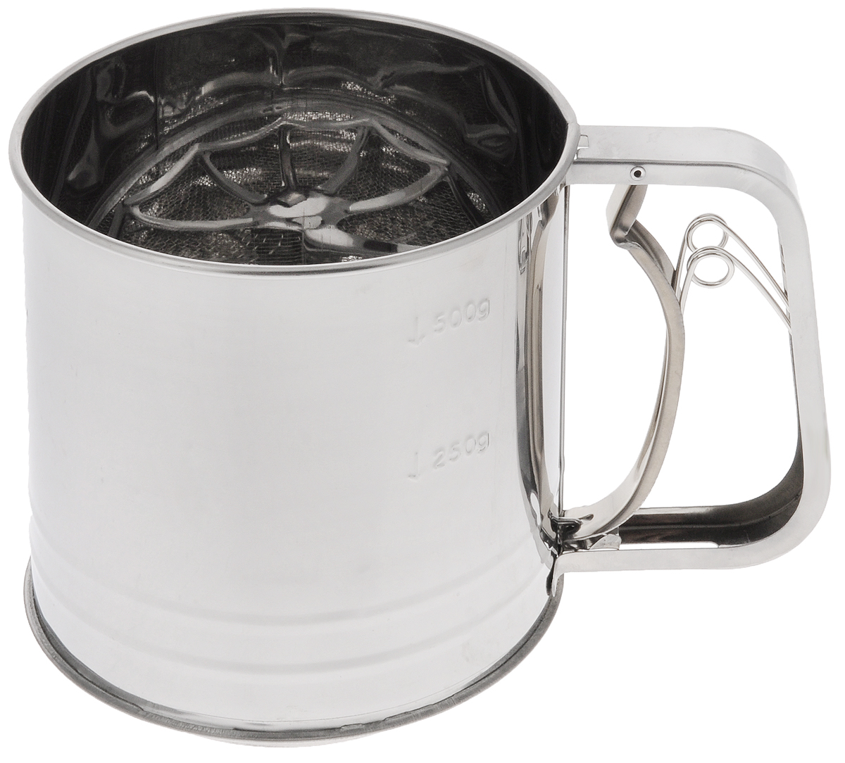 Кружка-сито Mayer & Boch, 500 г115510 Кружка-сито Mayer & Boch, 500 г115510Кружка-сито Mayer & Boch изготовлена из высококачественной нержавеющей стали с зеркальной полировкой. Удобный механизм с рычагом на ручке позволяет быстро и эффективно просеивать муку. Сито имеет три уровня. Кружка-сито Mayer & Boch станет достойным дополнением к коллекции кухонных аксессуаров. Диаметр (по верхнему краю): 12 см. Высота: 13 см.