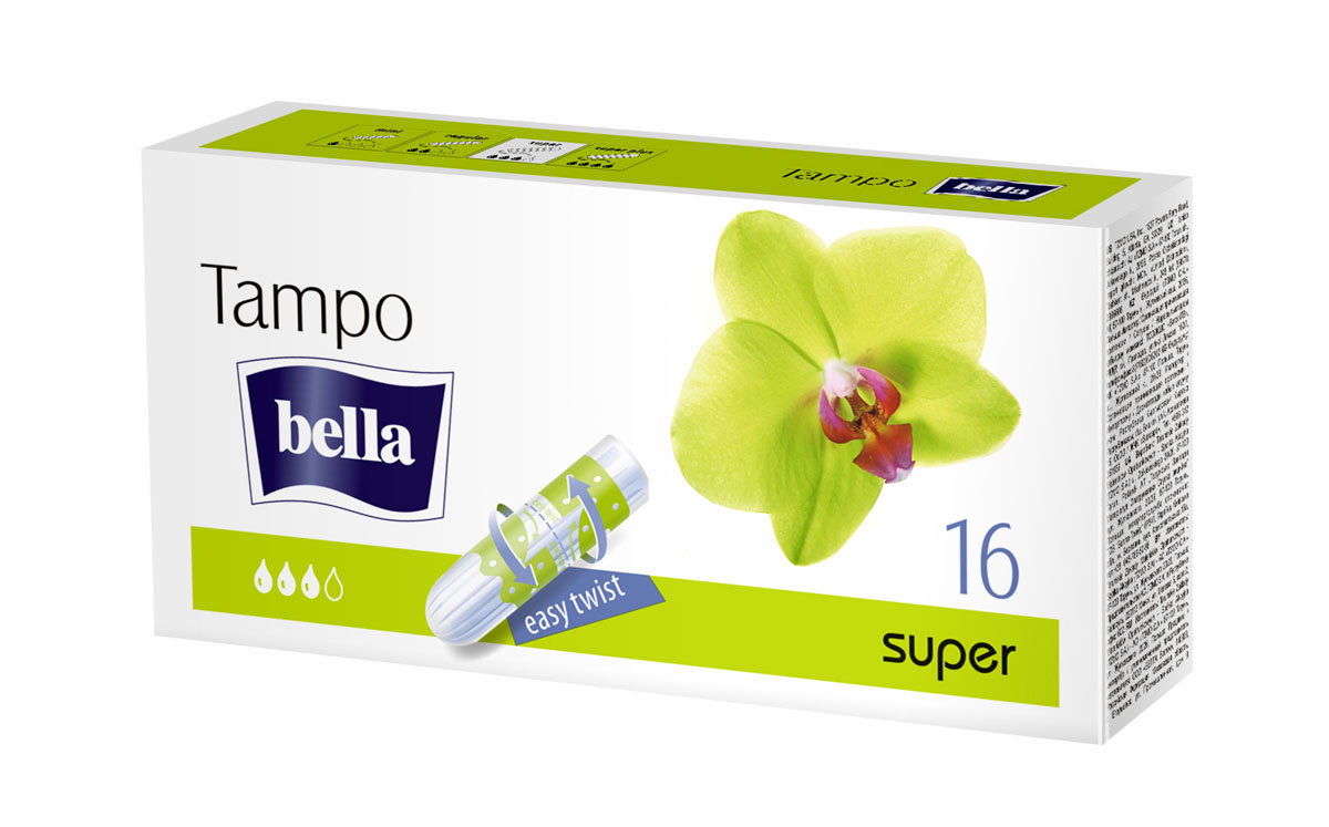 Bella Тампоны женские гигиенические без аппликатора premium comfort Super, 16 шт (easy twist)5010777139655 Bella Тампоны женские гигиенические без аппликатора premium comfort Super, 16 шт (easy twist)5010777139655Tampo Bella SuperТампон с повышенной впитывающей способностью, применяется при средних и обильных выделениях. Поверхность тампона покрыта нежным нетканым материалом, что предотвращает отслоение отдельных волокон и обеспечивает комфорт и безопасность в процессе его использования.