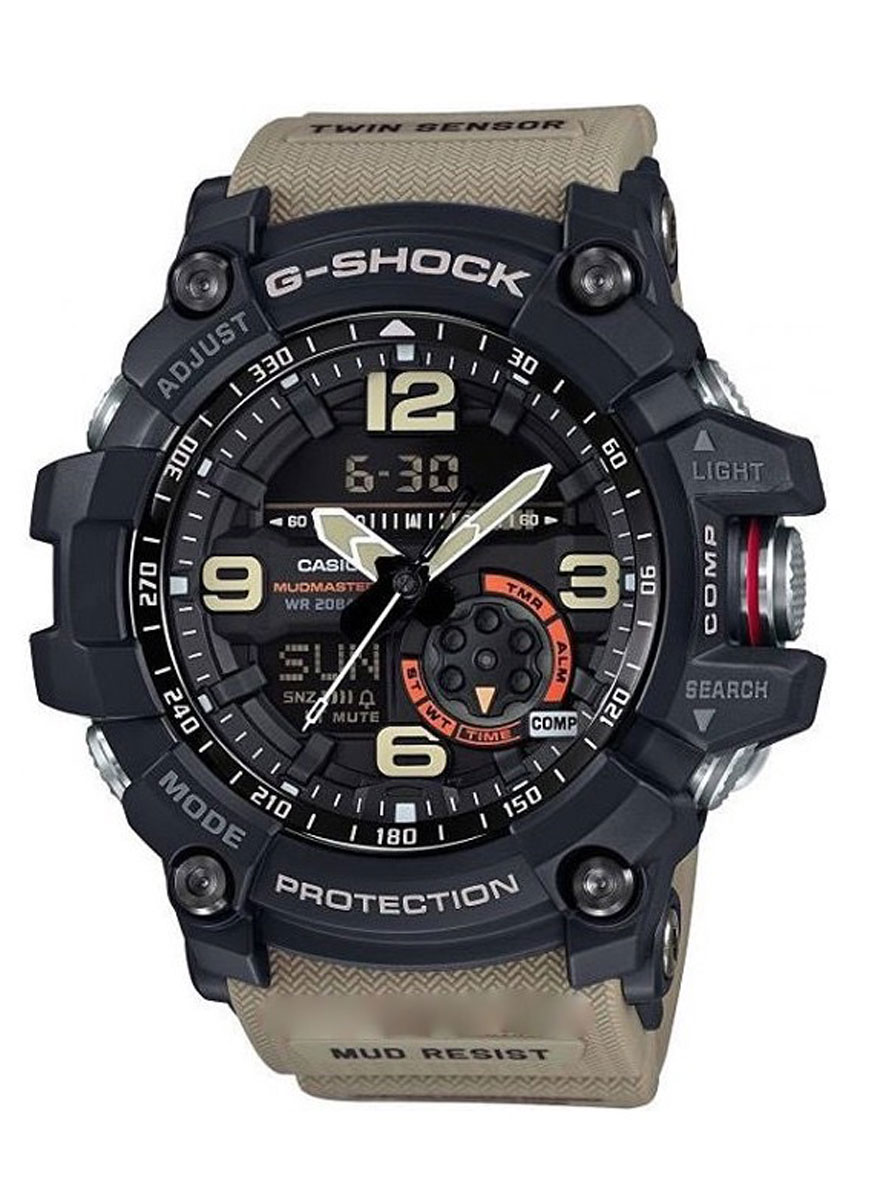 Часы наручные мужские Casio G-Shock, цвет: черный, песочный. GG-1000-1A5BM8434-58AE Часы наручные мужские Casio G-Shock, цвет: черный, песочный. GG-1000-1A5BM8434-58AEУдаропрочность: Ударопрочная конструкция защищает от ударов и вибрации. 5 ежедневных будильников: Будильник напомнит Вам о повторяющихся событиях с помощью звукового сигнала, установленного Вами на определенное время. Вы также можете активировать почасовой сигнал времени, сообщающий о каждом полном часе. Эта модель имеет пять независимых будильников для оповещения о важных встречах. Функция повтора будильника: Каждый раз, когда Вы выключаете звуковой сигнал, он прозвучит повторно спустя несколько минут. 12/24-часовое отображение времени: Отображение времени можно в 12-часовом или 24-часовом формате. Ремешок из полимерного материала: Натуральный полимерный материал является идеальным для изготовления ремешка благодаря своей чрезвычайной прочности и гибкости. Неоновый дисплей: Светящееся покрытие обеспечивает длительную подсветку в темное время суток после короткого воздействия света. Функция мирового времени: Отображение текущего времени в основных городах и конкретных областях по всему миру. Автоматический календарь: После настройки автоматический календарь всегда отображает точную дату. Водонепроницаемость (20 бар): Идеально подходит для ныряния без акваланга: часы являются водонепроницаемыми до 20 Бар/на глубине до 200 метров . Значение метров не относится к глубине погружения, но относится к атмосферному давлению, используемого в процессе испытания на водонепроницаемость. (ISO 2281) Функция секундомера- 1/100 сек. - 24 часа: Прошедшее время измеряется с точностью в 1/100 секунды. Пределы измерения достигают 24 часов. Включение/выключение звука кнопок: Можно отключить звук при нажатии кнопок. Это означает, что часы больше не будут издавать звуковой сигнал при переключении от одной функции на другую. Заранее установленные звуковые сигналы или таймеры обратного отчета остаются активными, если звук кнопок отключен. 2 года - 1 аккумулятор: Аккумулятор обеспечивает часы достаточным питанием приблизительно на два года. Корпус из полимерного пластика Сверхмощная автоматическая подсветка LED: При недостаточной освещенности только поворот Вашего запястья включит яркую цветную подсветку часов. Грязеустойчивость: Особая конструкция, устойчивая к пыли и загрязнениям, предохраняет попадание грязи в часы. Цифровой компас: Встроенный цифровой компас определяет северный магнитный полюс. Термометр (-10°c / +60°c): Датчик измеряет температуру окружающего воздуха вокруг часов и отображает ее на экране в градусах °C (-10°C /+60°C). Таймер - 1/1 мин. - 1 час: Для поклонников точности: таймеры обратного отсчета напомнят Вам о текущих или особенных событиях, издав звуковой сигнал в установленное время. Время можно предварительно настроить от 1 минуты и до 1 часа. Идеальное решение для людей, которым необходимо ежедневно принимать лекарства или выполнять промежуточные упражнения (тренировки).