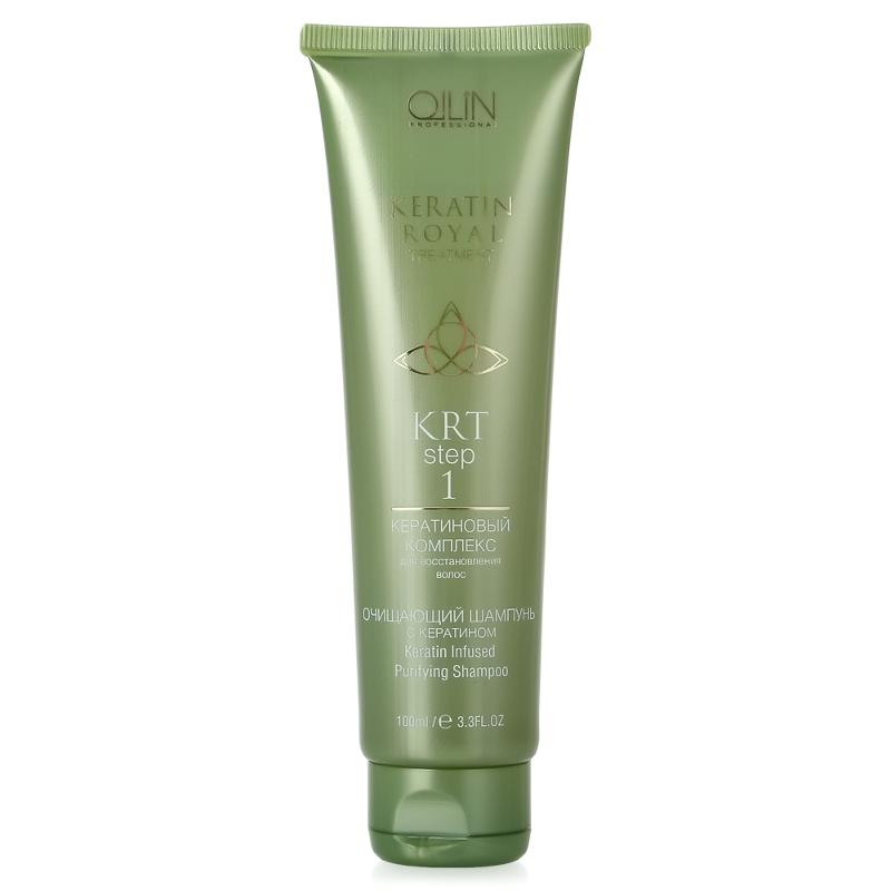 Ollin Очищающий шампунь с кератином Keratine Royal Treatment Shampoo 100 млSatin Hair 7 BR730MN Ollin Очищающий шампунь с кератином Keratine Royal Treatment Shampoo 100 млSatin Hair 7 BR730MNШампунь Ollin Keratin Royal Treatment – это первый этап во время проведения процедуры кератинового восстановления волос. Продукт обладает мягко-щелочной рН формулой и отличными очищающими качествами, что оказывает на пряди комплексное воздействие и позволяет:полностью убрать с поверхности локонов все загрязнения, в том числе трудно поддающиеся осадки водопроводной воды, силиконы, остатки продуктов для стайлинга, сделать волосы максимально восприимчивыми к кератированию, повысить результативность всей процедуры в целом;слегка приоткрыть чешуйки кутикулу, облегчив тем самым путь питательным веществам к кортексу каждого волоска. Дополнительно состав шампуня Ollin Keratin Royal Treatment обогащен натуральным кератином и провитамином В5. Этот коктейль приносит прядям необходимую влагу, укрепляет и оздоравливает по всей длине, делает локоны эластичными, гладкими и шелковистыми, а также успокаивает и смягчает кожу головы.