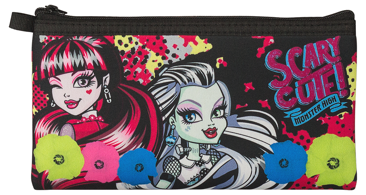 Monster High Пенал MHDB-UT1-049N72523WD Monster High Пенал MHDB-UT1-049N72523WDМягкий пенал на молнии Monster High прекрасно подойдет для учениц средних классов. Он состоит из одного внутреннего отделения, в которое поместятся все необходимые школьные принадлежности для письма.Дизайн пенала выполнен в стилистике популярного мультсериала с использованием изображений главных героинь. Такой пенал станет незаменимым помощником для школьниц в их учебных делах, а также придется по душе поклонницам мультфильма Школа Монстров.