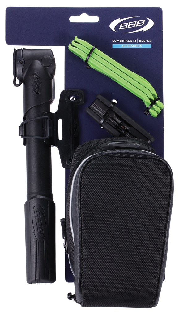 Велосумка BBB CombiPack M. BSB-52Гризли Велосумка BBB CombiPack M. BSB-52ГризлиПодседельная сумка BBB CombiPack M с системой крепления T-Buckle содержит следующие аксессуары: мультитул с шестью функциями, 3 монтажки EasyFit, мини-насос с креплением на раму.Инструменты мультитула: шестигранники 2 мм, 3 мм, 4 мм, 5 мм, плоская и крестовая отвертки.