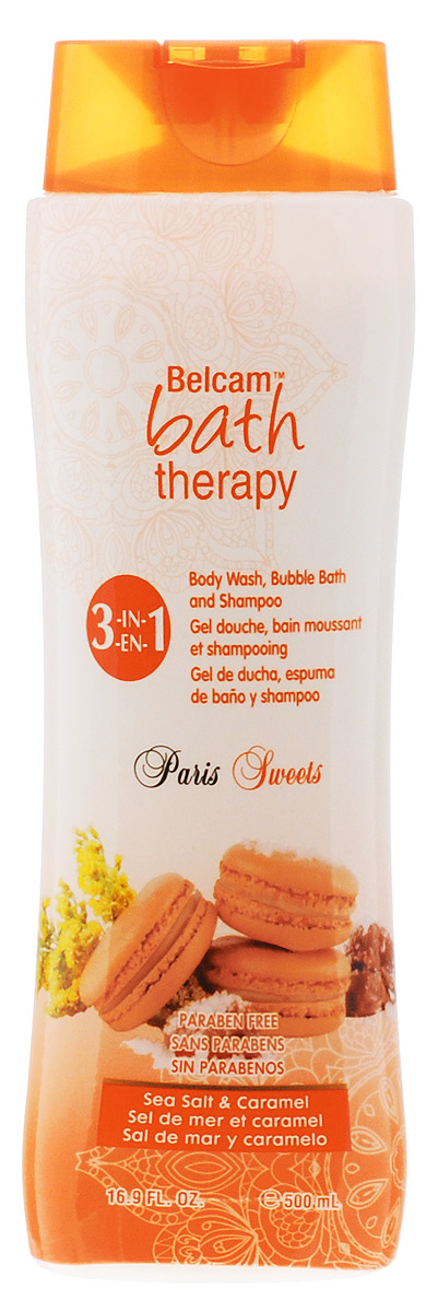 Bath Therapy Парижские сладости3 в 1: Шампунь, гель для душа, пена для ванныМорская соль&Карамель, 500 млFS-00897 Bath Therapy Парижские сладости3 в 1: Шампунь, гель для душа, пена для ванныМорская соль&Карамель, 500 млFS-00897Хотите снять усталость после тяжелого трудового дня? Значит, пришло время и для нежного ароматного MACARONI 3 в 1 Морская соль&Карамель. Насладитесь ароматом сладкой пряной карамели в сочетании с бодрящим и необычным оттенком морской соли. Благодаря смягчающим ингредиентам, кожа остается гладкой и ухоженной. Средство 3 в 1 это удобное и экономичное решение, которое позволяет использовать продукт как в качестве геля для душа, пены для ванны, так и шампуня, на Ваше личное усмотрение. Вы можете вспенить волосы шампунем, либо окунуться в нежную пену с головы до ног, или налить в ванну благоухающие пузырьки для поднятия настроения.