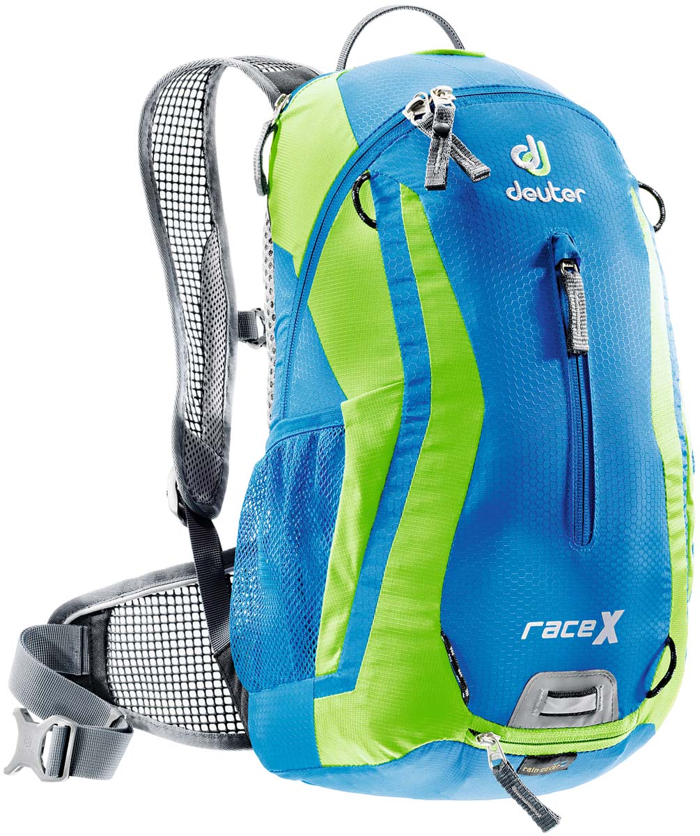 Рюкзак спортивный Deuter Bike Race X, цвет: темно-синий, зеленый, 12 лRivaCase 8460 black Рюкзак спортивный Deuter Bike Race X, цвет: темно-синий, зеленый, 12 лRivaCase 8460 blackМаленький спортивный и обтекаемый велосипедный рюкзак Deuter Race X. Простой дизайн, технологичный материал Hexlite-идеальный выбор для сторонников минимального веса. Особенности рюкзака Deuter Race X: вентилируемая спинка Deuter Airstripesанатомические плечевые лямки из сетки и нагрудный ремень с удобной регулировкойнабедренный пояс с сетчатыми крыльяминаружный карман, небольшой верхний карман на молнии, передний карманотражатели 3M спереди, сзади и по бокамвнутренний карман для мелких вещейпетля для крепления ночного габарита Safety Blinkчехол от дождясетчатые боковые карманыРазмеры: 44 x 24 x 18 см