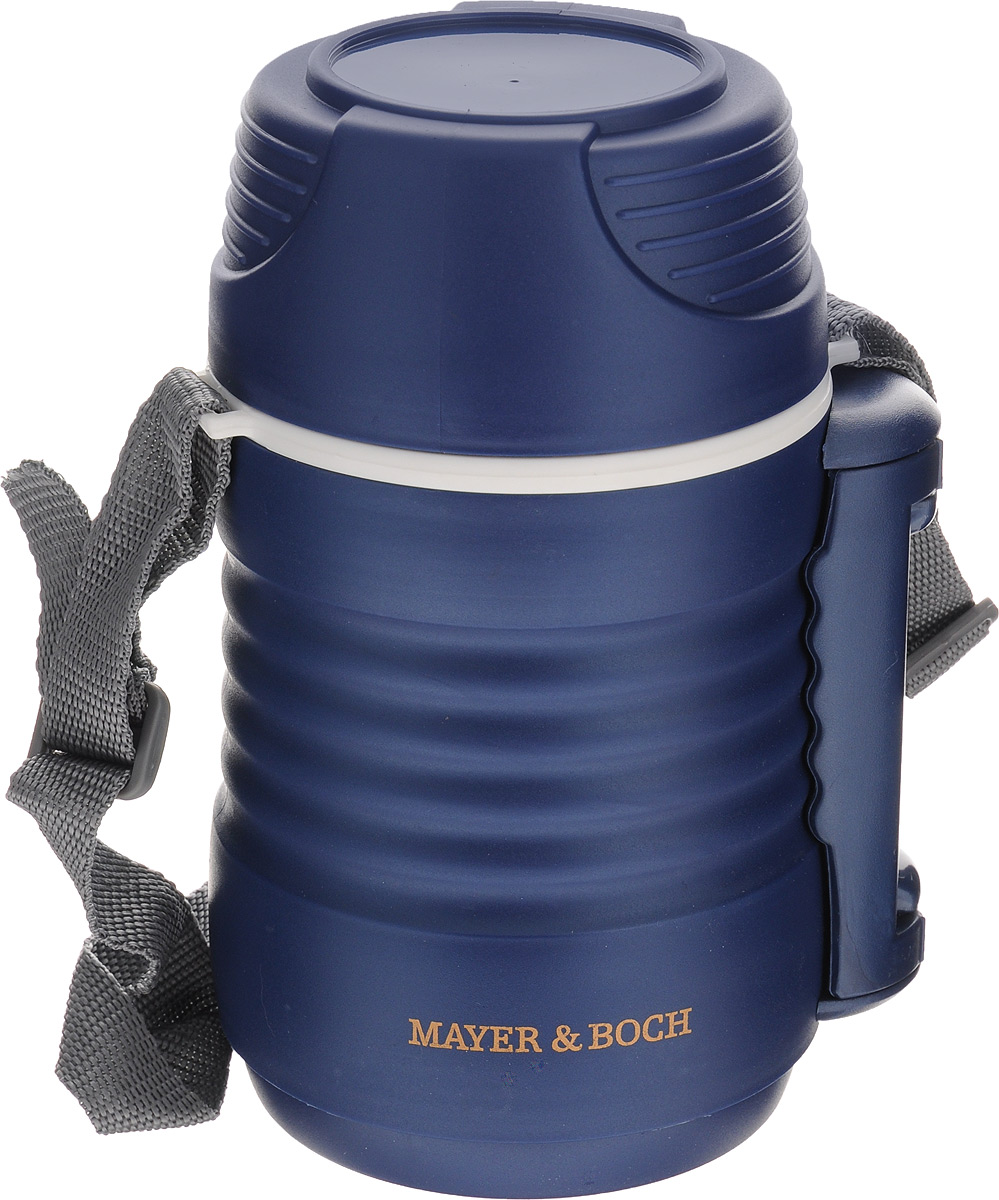 Термос пищевой Mayer & Boch, цвет: синий, белый, 700 млVT-1520(SR) Термос пищевой Mayer & Boch, цвет: синий, белый, 700 млVT-1520(SR)Пищевой термос Mayer & Boch предназначен для хранения и переноски горячих и холодных продуктов.Корпус выполнен из высококачественного цветного пищевого пластика. Внутренняя колба изготовлена из нержавеющей стали.Наполнение из жесткого пенопласта сохраняет температуру и свежесть пищи на протяжении 4-5 часов. Пищасохраняет аромат, вкус и питательные вещества. В широкое горлышко термоса помещены два контейнера с крышками, изготовленные из пищевого пластика белого цвета. Крышки легко открываются и плотно закрывается с помощью легкого щелчка.Для удобства переноски на корпусе предусмотрены складная ручка и ремень.Термос Mayer & Boch - это идеальный вариант для переноски нескольких разных блюд. В него поместится все необходимое, и вы в любое время сможете вкусно и быстро пообедать.Объем: 700 мл. Размер термоса: 11 х 11 х 20 см. Диаметр контейнеров: 8 см. Высота стенки маленького контейнера: 4,5 см. Высота стенки большого контейнера: 8,5 см.