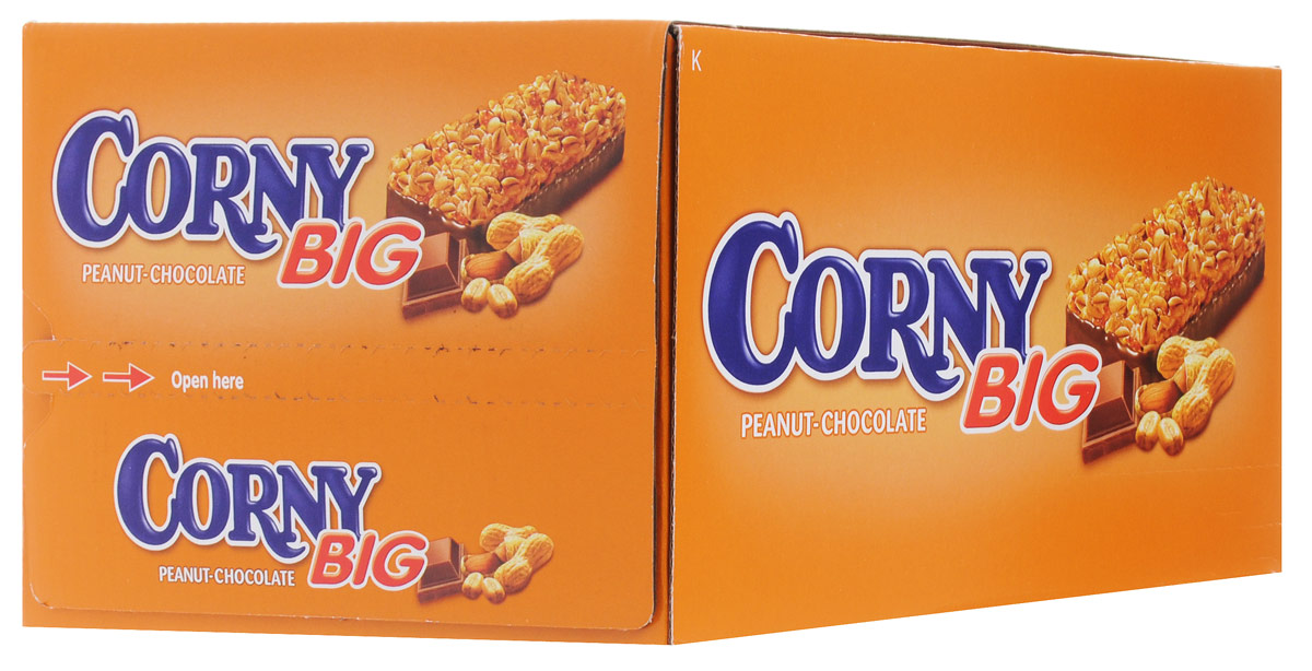 Corny Big злаковая полоска с арахисом и молочным шоколадом, 24 штУТ-00000070 Corny Big злаковая полоска с арахисом и молочным шоколадом, 24 штУТ-00000070Злаковые батончики Corny - вкусная и здоровая альтернатива традиционным снэкам - шоколадным плиткам, чипсам и булкам. Батончики сочетают в себе исключительную пользу и удобство. В их состав входят злаки, орехи, фрукты и шоколад. Разнообразие видов позволяет каждому выбрать батончик по своему вкусу. Медленные углеводы заряжают полезной энергией, а удобная форма и упаковка соответствуют быстрому ритму жизни.