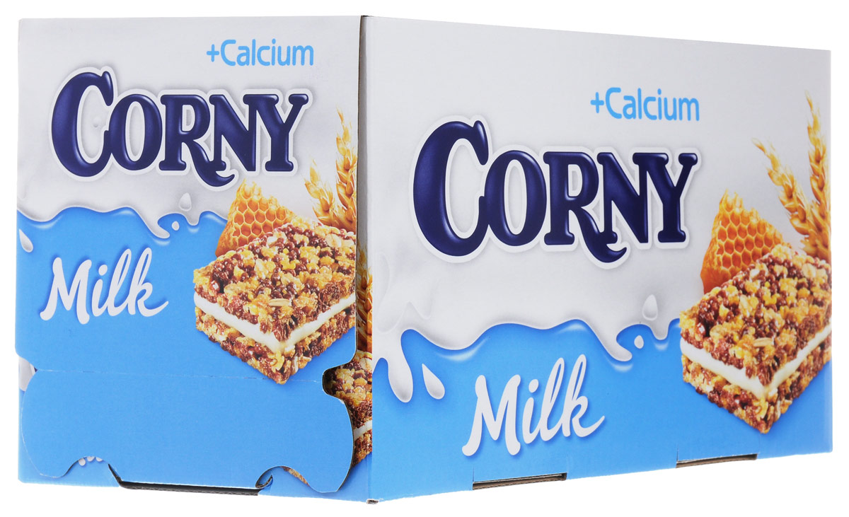 Corny Milk злаковый батончик с молочным наполнителем и медом, 24 шт0120710 Corny Milk злаковый батончик с молочным наполнителем и медом, 24 шт0120710Злаковые батончики Corny - вкусная и здоровая альтернатива традиционным снэкам - шоколадным плиткам, чипсам и булкам. Батончики сочетают в себе исключительную пользу и удобство. В их состав входят злаки, орехи, фрукты и шоколад. Разнообразие видов позволяет каждому выбрать батончик по своему вкусу. Медленные углеводы заряжают полезной энергией, а удобная форма и упаковка соответствуют быстрому ритму жизни.