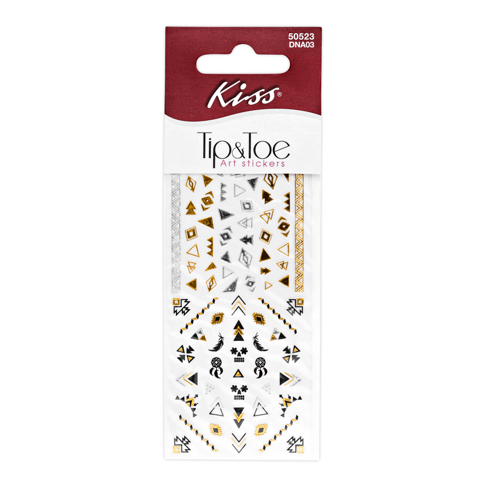 Kiss Набор стикеров для ногтей Nail Art Stickers Pink DNA03SC-FM20104 Kiss Набор стикеров для ногтей Nail Art Stickers Pink DNA03SC-FM20104Стикеры для дизайна ногтей Kiss геометрические узоры помогут создать модный маникюр в этническом стиле. Создайте свой оригинальный дизайн, используя стикеры золотого, серебряного и черного цвета. Отличное дополнение к флеш-тату на руке.