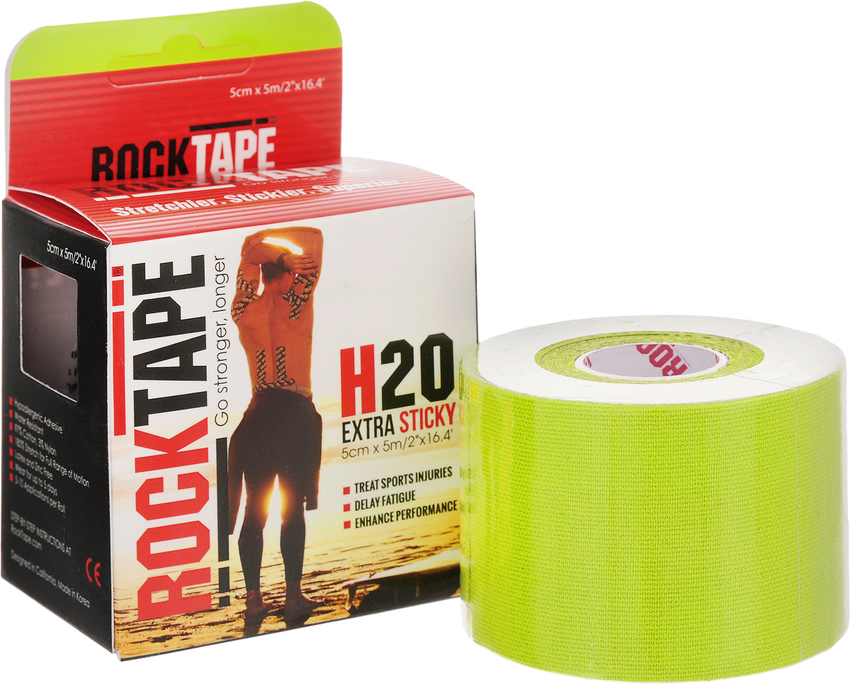 Кинезиотейп Rocktape H2O, цвет: салатовый, 5 х 500 смRCT100-NGNH2O-OS Кинезиотейп Rocktape H2O, цвет: салатовый, 5 х 500 смRCT100-NGNH2O-OSКинезиотейп Rocktape H2O, выполненный из хлопка и нейлона, был создан специально для водных видов спорта - его клеевая основа еще более стойкая и выдерживает многочасовые пребывания в воде, при этом тейп не теряет свои свойства и продолжает поддерживать спортсмена в течение нескольких дней и в любых условиях. Изделие имеет плотную волнообразную структуру ткани. Не содержит латекса и цинка, водостойкий. Кинезиотейп носится до 5 дней, не теряя своих свойств. 180% эластичности.