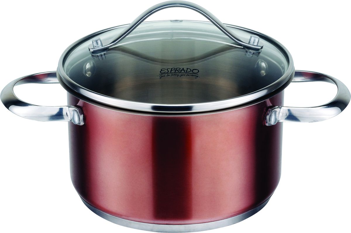 Кастрюля Esprado Guarda с крышкой, цвет: шоколадный, серебристый, 1,8 л54 009303 Кастрюля Esprado Guarda с крышкой, цвет: шоколадный, серебристый, 1,8 л54 009303Кастрюля Esprado Guarda, изготовленная из высококачественной нержавеющей стали с внешним цветным покрытием, имеет трехслойное теплоаккумулирующее дно. Внешнее покрытие не только эстетично, но и функционально: входящие в его состав частицы песка обеспечивают равномерное распределение жара и ускоряют процесс приготовления блюда. Внутри - матовая полировка с отметками литража для точного соблюдения рецепта. Особая конструкция дна способствует высокой теплопроводности и равномерному распределению тепла. Материал удерживает тепло по всей поверхности изделия, благодаря чему пища равномерно и быстро нагревается. Кастрюля оснащена двумя удобными стальными ручками. Крышка, выполненная из термостойкого стекла, позволит вам следить за процессом приготовления пищи. Крышка оснащена металлическим ободом и отверстием для выпуска пара. Кастрюля идеальна для приготовления здоровой пищи с минимальным количеством жира, что обеспечивает снижение потери полезных витаминов, минеральных веществ и сохраняет аромат приготовляемых блюд. Кастрюлю можно использовать на любых видах плит, включая индукционные. Нельзя мыть в посудомоечной машине.Диаметр кастрюли (по верхнему краю): 16 см.Высота стенок кастрюли: 9,5 см.