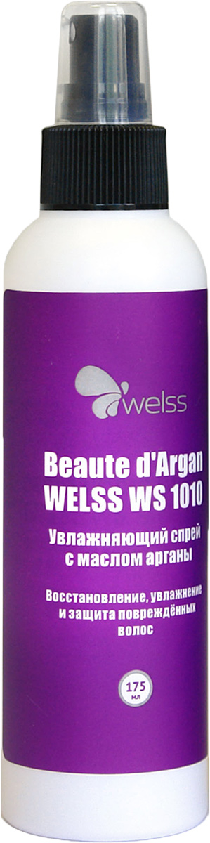 Увлажняющий спрей с маслом арганы Beaute d`Argan WELSS WS 1010, 175млFS-00897 Увлажняющий спрей с маслом арганы Beaute d`Argan WELSS WS 1010, 175млFS-00897После нанесения спрея на волосах образуется тончайшая пленка, которая защищает волосы от повреждения. Регулярное применения спрея придаст волосам блеск и нормализует уровень увлажненности. Волосы будут выглядеть ухоженными, здоровыми, блестящими и эластичными.