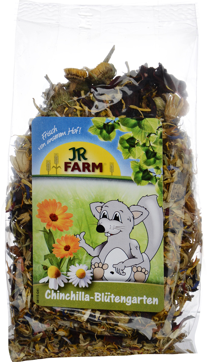 Лакомство для шиншилл JR Farm Цветочный сад, 50 г0120710 Лакомство для шиншилл JR Farm Цветочный сад, 50 г0120710Лакомство для шиншилл JR Farm Цветочный сад содержит большое количество клетчатки и мало калорий. Специально подобранные ингредиенты, такие как ромашка, хмель или календула, не только придают приятный аромат и вкус лакомству, но и также укрепляют иммунную систему животного.Состав: лепестки ноготков (календулы), лепестки гибискуса, лепестки ромашки, лепестки розы, лепестки василька, хмель. Гарантированный анализ: протеин 11,3%, жиры 3,1%, клетчатка 31,8%, зола 7,2%. Товар сертифицирован.