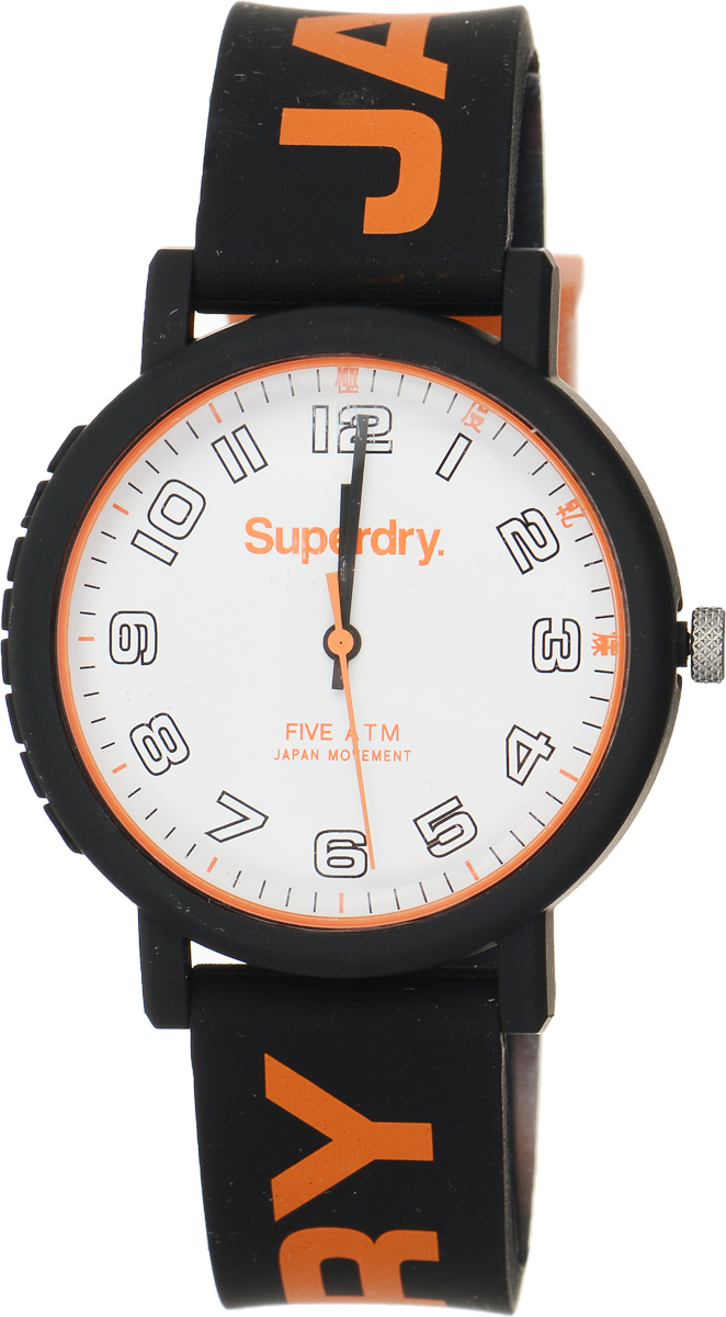 Часы наручные Superdry Urban, цвет: черный, оранжевый. SYG196OBBM8434-58AE Часы наручные Superdry Urban, цвет: черный, оранжевый. SYG196OBBM8434-58AEСтильные часы Superdry Urban выполнены из нержавеющей стали, пластика и хезалитового стекла. Циферблат оформлен символикой бренда.Корпус изделия имеет степень влагозащиты 5 Bar, оснащен кварцевым механизмом и дополнен устойчивым к царапинам хезалитовым стеклом. Ремешок современного дизайна выполнен из силикона и оснащен пряжкой, которая позволит с легкостью снимать и надевать изделие.Часы поставляются в фирменной упаковке.Часы Superdry Urban подчеркнут отменное чувство стиля у их обладателя.