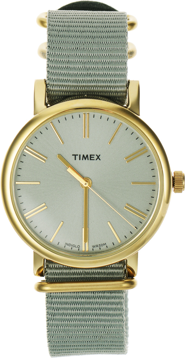 Часы наручные женские Timex Originals, цвет: золотой, оливковый. TW2P88500BM8434-58AE Часы наручные женские Timex Originals, цвет: золотой, оливковый. TW2P88500BM8434-58AEСтильные часы Timex Originals выполнены из нержавеющей стали и минерального стекла. Циферблат оснащен запатентованной электролюминесцентной подсветкой INDIGLO и оформлен символикой бренда.Корпус изделия имеет степень влагозащиты 3 Bar, оснащен кварцевым механизмом и дополнен устойчивым к царапинам минеральным стеклом. Ремешок современного дизайна выполнен из нейлона и оснащен пряжкой, которая позволит с легкостью снимать и надевать изделие.Часы поставляются в фирменной упаковке.Часы Timex Originals подчеркнут изящество женской руки и отменное чувство стиля у их обладательницы.