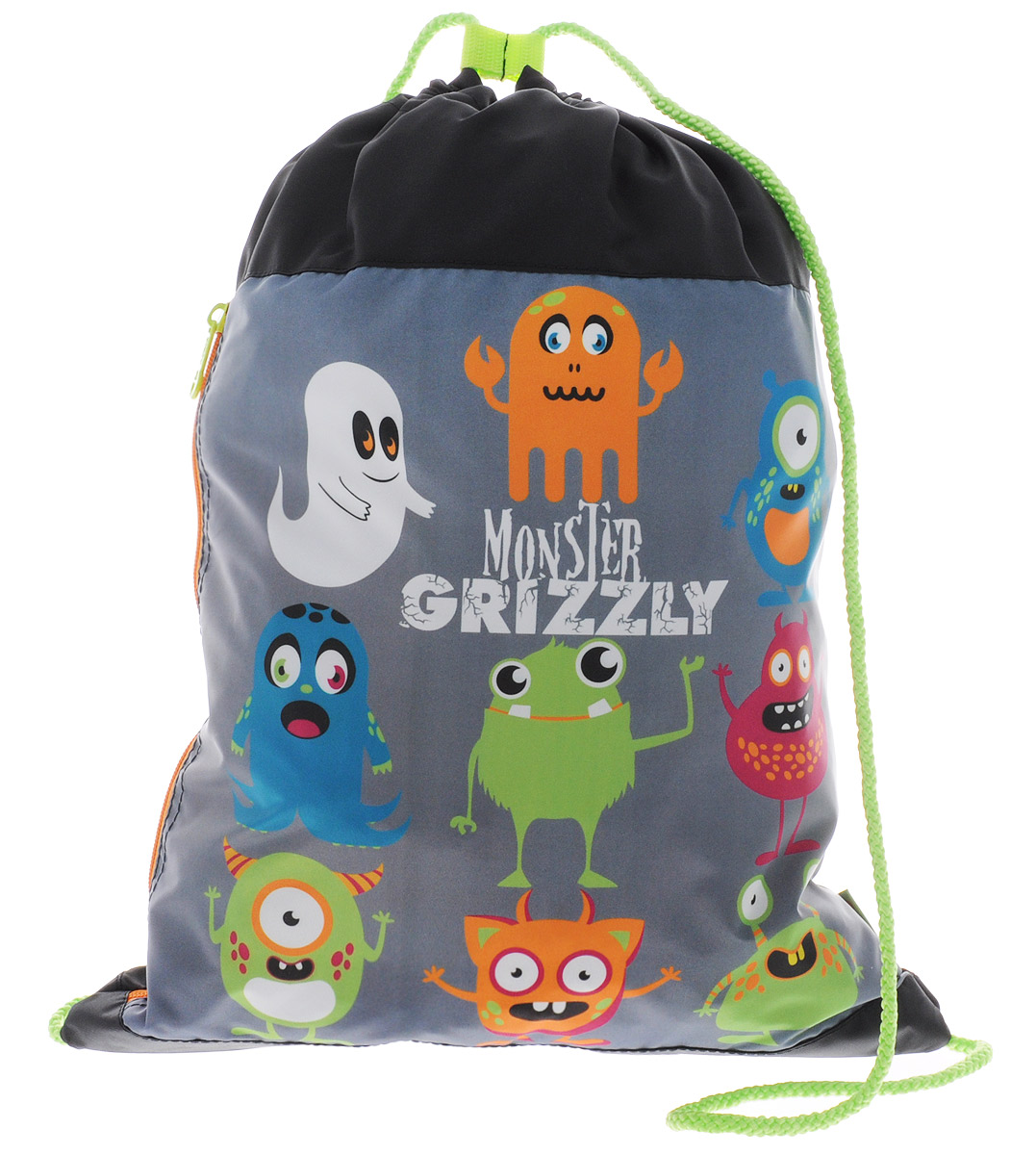 Grizzly Сумка для сменной обуви Monster72523WD Grizzly Сумка для сменной обуви Monster72523WDМешок для обуви Grizzly Monster идеально подойдет как для хранения, так и для переноски сменной обуви и одежды.Мешок выполнен из прочного нейлона и содержит одно вместительное отделение, затягивающееся с помощью текстильных шнурков. Лицевая сторона мешка оформлена принтом с яркими забавными монстриками. Под принтом расположился большой карман, который застегивается на боковую молнию. Шнурки фиксируются в нижней части сумки, благодаря чему ее можно носить за спиной как рюкзак. Сзади мешок дополнен петлей для подвешивания. Ваш ребенок с радостью будет ходить с таким аксессуаром в школу!