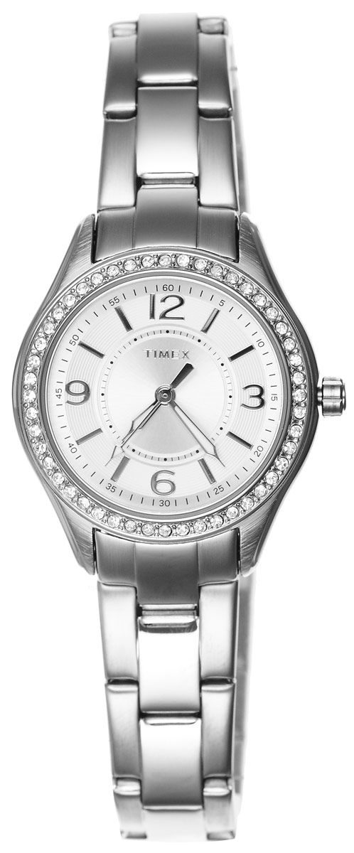 Часы наручные женские Timex Style Elevated, цвет: серебристый. TW2P798004106черные Часы наручные женские Timex Style Elevated, цвет: серебристый. TW2P798004106черныеСтильные часы Timex Style Elevated выполнены из нержавеющей стали и минерального стекла. Корпус инкрустирован стразами, циферблат оформлен символикой бренда.Корпус изделия имеет степень влагозащиты 3 Bar, оснащен кварцевым механизмом и дополнен устойчивым к царапинам минеральным стеклом. На стрелки нанесен светящийся состав. Браслет оснащен клипсовым замком, который позволит с легкостью снимать и надевать изделие.Часы поставляются в фирменной упаковке.Часы Timex Style Elevated подчеркнут изящество женской руки и отменное чувство стиля у их обладательницы.