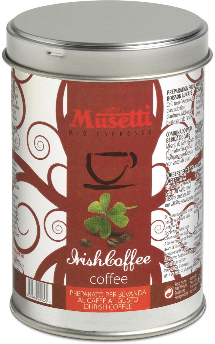 Musetti кофе молотый ароматизированный Айриш, 125 г8000604001344 Musetti кофе молотый ароматизированный Айриш, 125 г8000604001344Кофе молотый ароматизированный Musetti Айриш - смесь жареного и молотого кофе с добавлением ароматизаторов.Перед использованием хорошо перемешать.