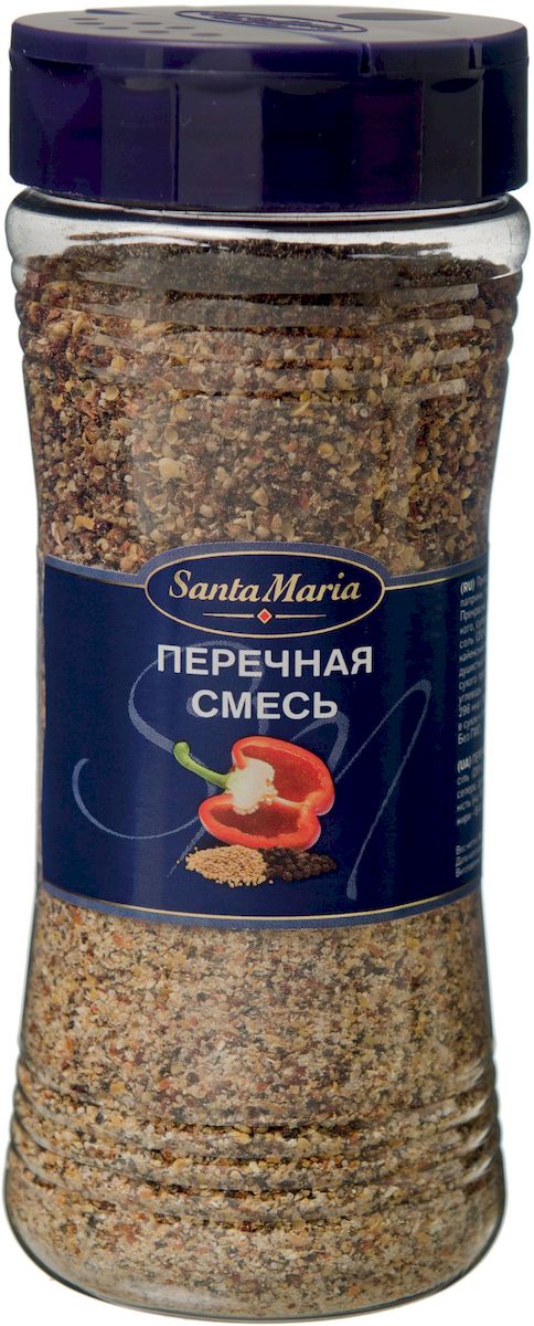 Santa Maria Перечная смесь, 230 гбви020 Santa Maria Перечная смесь, 230 гбви020Перечная смесь Santa Maria - очень ароматная пряная смесь на основе черного перца и паприки. Подходит для приготовления мясных, рыбных и овощных блюд, супов и соусов, жареного мяса, маринадов, блюд на гриле.