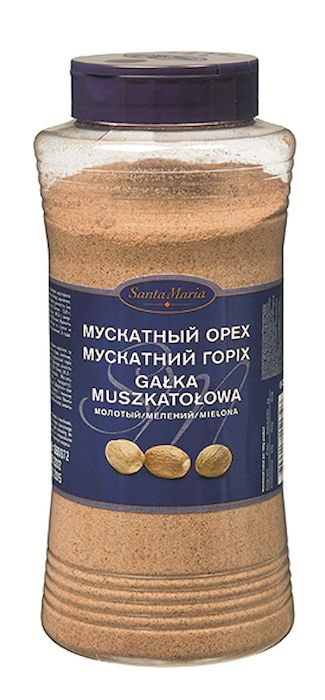 Santa Maria Мускатный орех молотый, 550 г17707 Santa Maria Мускатный орех молотый, 550 г17707Мускатный молотый орех Santa Maria подходит для блюд из моркови, картофеля, овощей, тушеных блюд или выпечки.