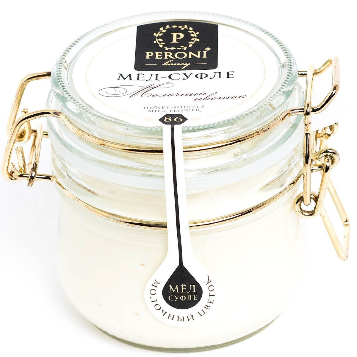 Peroni Молочный цветок мёд-суфле, 250 г0120710 Peroni Молочный цветок мёд-суфле, 250 г0120710Мёд-суфле Peroni Молочный цветок с нежным тающим вкусом медового пломбира и молочным послевкусием вернет вас в детство и подарит минуты блаженства.Этот мёд может использоваться как афродизиак. Он улучшает настроение, успокаивает, укрепляет иммунитет. Оказывает благоприятное действие на дыхательную систему, помогает быстрее выздороветь. Улучшает состояние кожи и волос, отлично подходит для приготовления масок и бальзамов.