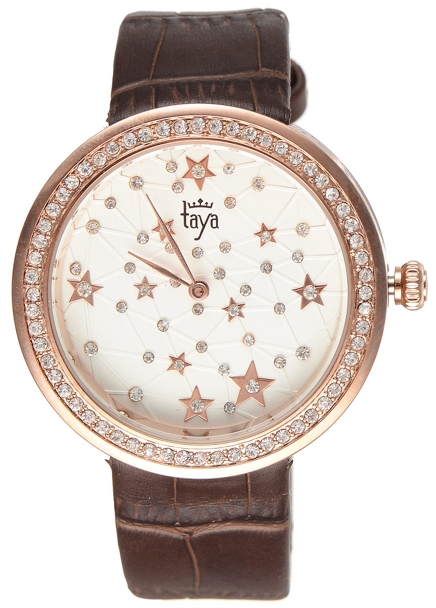 Часы наручные женские Taya, цвет: золотистый, коричневый. T-W-0041BM8434-58AE Часы наручные женские Taya, цвет: золотистый, коричневый. T-W-0041BM8434-58AEСтильные женские часы Taya выполнены из минерального стекла, натуральной кожи и нержавеющей стали. Циферблат и корпус часов инкрустированы стразами.Корпус часов оснащен кварцевым механизмом со сменным элементом питания, а также ремешком из натуральной кожи, который застегивается на пряжку. Ремешок декорирован тиснением под кожу рептилии. Часы поставляются в фирменной упаковке.Часы Taya подчеркнут изящность женской руки и отменное чувство стиля у их обладательницы.