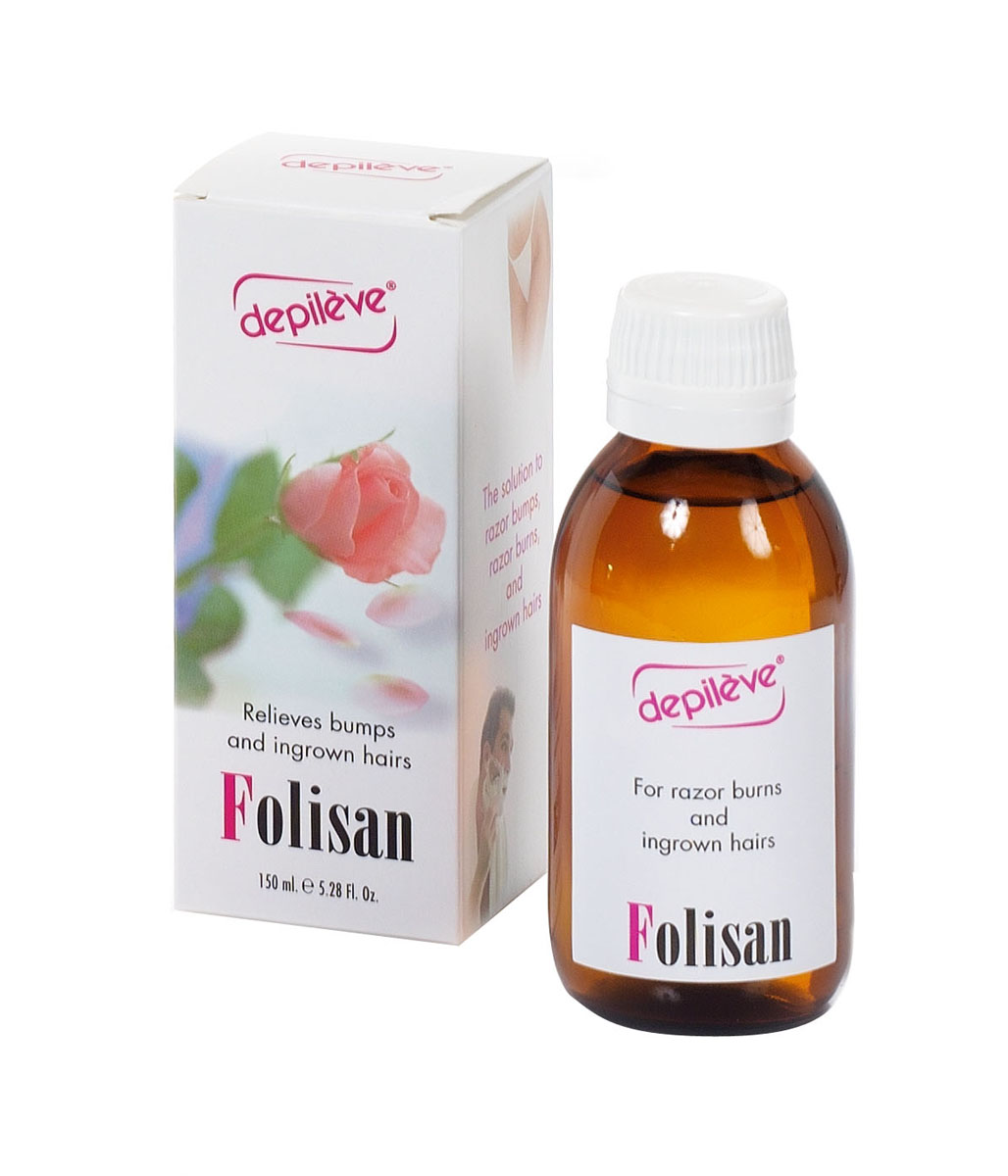 Depileve Лосьон против вросших волос FOLISAN, 150 мл.72523WD Depileve Лосьон против вросших волос FOLISAN, 150 мл.72523WDЛОСЬОН ПРОТИВ ВРОСШИХ ВОЛОС – специальный лосьон для предотвращения появления вросших волос. Снимает покраснение и раздражение, содержит ацетилсалициловую кислоту. Может применяться на любых участках: бикини, подмышки, ноги, лицо. Применение начинается сразу после депиляции или бритья и заканчивается после появления волос.