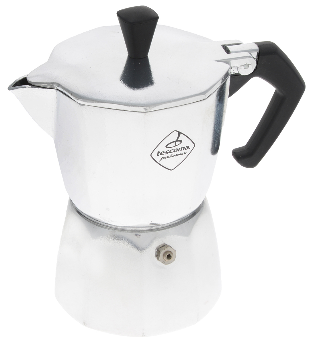 Кофеварка гейзерная Tescoma Paloma, на 3 чашки54 009312 Кофеварка гейзерная Tescoma Paloma, на 3 чашки54 009312Стильный дизайн компактной гейзерной кофеварки Tescoma Paloma станет ярким элементом интерьера вашего дома! Кофеварка выполнена из алюминия, а ручка - из пластика.Объема кофе хватает на 3 чашки. Принцип работы такой гейзерной кофеварки - кофе заваривается путем многократного прохождения горячей воды или пара через слой молотого кофе. Удобство кофеварки в том, что вся кофейная гуща остается во внутренней емкости. Гейзерные кофеварки пользуются большой популярностью благодаря изысканному аромату. Кофе получается крепкий и насыщенный. Теперь и дома вы сможете насладиться великолепным эспрессо.Высота кофеварки (с учетом крышки): 17 см.Диаметр основания: 9 см.Рабочий объем: 250 мл.