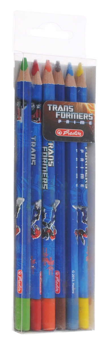 Herlitz Набор цветных карандашей Transformers Prime 6 шт72523WD Herlitz Набор цветных карандашей Transformers Prime 6 шт72523WDНабор цветных карандашей Herlitz Transformers Prime откроет юным художникам новые горизонты для творчества, а также поможет отлично развить мелкую моторику рук, цветовое восприятие, фантазию и воображение. Корпус изготовлен из натуральной древесины и покрыт лаком на водной основе. Эргономичная трехгранная форма корпуса прививает навык правильно держать пишущий инструмент и удобна для маленьких детских ручек. Карандаши легко и аккуратно затачиваются. Мягкий грифель легко рисует на бумаге и не царапает ее.В наборе 6 цветных карандашей.
