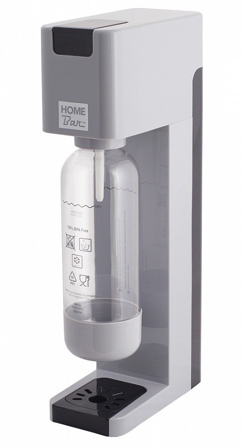 Сифон Home Bar Smart 110 NG, без баллона, цвет: серыйVT-1520(SR) Сифон Home Bar Smart 110 NG, без баллона, цвет: серыйVT-1520(SR)Сифон для газирования воды SMART 110 NG с автоматическим сбросом давления. Классический дизайн, четкие линии, а также компактные размеры позволяют сифону найти свое достойное место на любой кухне. Предназначен для газирования чистой охлажденной воды. Рекомендуемая температура воды 5С.Для приготовления напитка сироп рекомендуется наливать в отдельную емкость.Автоматический сброс давления.Не требует электроэнергии.Совместим с баллонами SODASTREAM.Вкручивающийся разъем для установки баллона.Состав бутылки не содержит бисфенол A.Совместимость с 1л и 1,5 л бутылкой.Цвет: серый с черными вставками.Комплект: бутылка 1 л.Съемный поддон для капель.Страна производства: ИТАЛИЯ / КНР.Гарантия: 2 года.* Внимание! Для использования сифона требуется баллон 425г. на 60 литров воды. Приобретается отдельно.