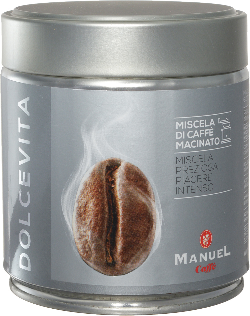 Manuel Dolce Vita кофе молотый, 125 г (ж/б)0120710 Manuel Dolce Vita кофе молотый, 125 г (ж/б)0120710Ароматная смесь Manuel Dolce Vita с приятным сбалансированным вкусом.