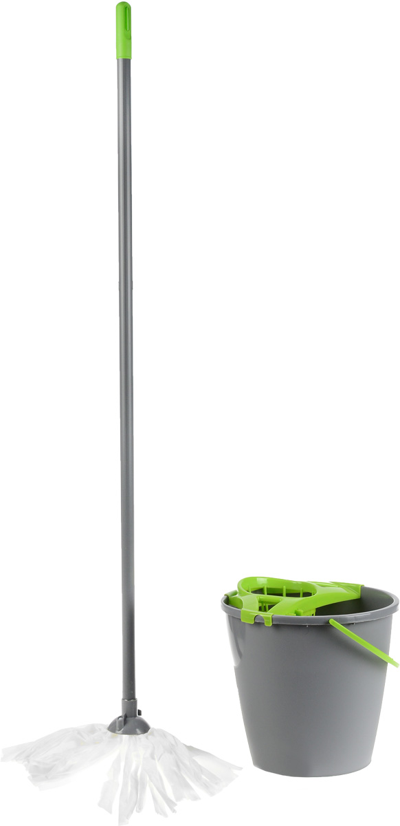 Набор для уборки York Mop Set, цвет: серый, салатовый, 3 предмета. 720306.295-875.0 Набор для уборки York Mop Set, цвет: серый, салатовый, 3 предмета. 720306.295-875.0Набор York Mop Set предназначен для уборки любых типов напольных покрытий, включая паркет и ламинат.Специальная структура микроактивного волокна лепестковой насадки убирает даже сильные, затвердевшие загрязнения, не оставляя разводов и эффективно впитывает влагу. Благодаря специальному ведру со встроенным отжимом, уборка станет быстрой и гигиеничной, так как вы сможете выжимать швабру в предназначенном для этого ведре, не пачкая руки. Такой набор сделает уборку легкой и обеспечит идеальную чистоту вашего пола без разводов и царапин.Диаметр ведра по верхнему краю: 27 см.Высота ведра: 25,5 см.Объем ведра: 10 л.Длина черенка: 108 см.Диаметр черенка: 2 см.Средняя длина волокон лепестковой насадки: 20 см.Диаметр отверстия для черенка: 2 см.