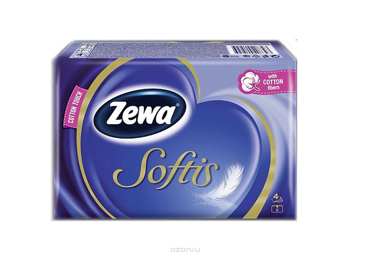 Носовые платки Zewa Softis Белые, 6 х 10 шт1092018 Носовые платки Zewa Softis Белые, 6 х 10 шт1092018Бумажные платочки Zewa COTTON TOUCH® произведены с добавлением натуральных волокон хлопка и одновременно сочетают в себе мягкость и прочность. Они деликатно и нежно заботятся о Вашей коже и дарят незабываемые ощущения прикосновения хлопка. C Zewa COTTON TOUCH® у вас всегда под рукой гигиеничный и надежный помощник! Белые 4-х слойные носовые платки без аромата. По 10 платков в индивидуальной упаковке. В блоке 6 индивидуальных упаковок. Состав: целлюлоза, волокно хлопка. Производство: Германия.