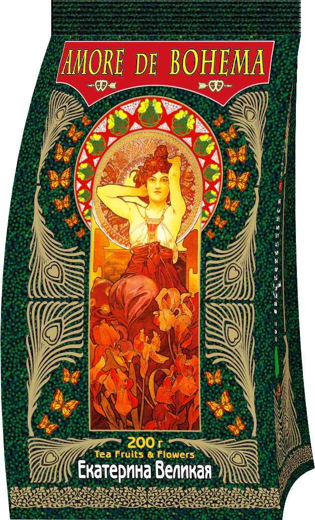 Amore de Bohema Екатерина Великая черный листовой чай, 200 г101246 Amore de Bohema Екатерина Великая черный листовой чай, 200 г101246Amore de Bohema Екатерина Великая - купаж цейлонского и индийского чёрного отборного крупнолистового чая с лепестками розы и гибискуса, ягодами клубники и ежевики, ароматизированный натуральным маслом клубники.