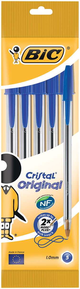 Bic Набор шариковых ручек Cristal цвет чернил синий 4 штFS-00103 Bic Набор шариковых ручек Cristal цвет чернил синий 4 штFS-00103Набор шариковых ручек Bic Cristal станет незаменимым атрибутом в учебе любого школьника и на работе. В наборе 4 шариковые ручки с колпачками, цвет чернил - синий. Эта ручка служит минимум вдвое дольше, чем любая другая аналогичная ручка. Толщина ее корпуса является идеальной для средней человеческой руки.