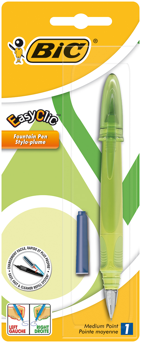 Bic Ручка перьевая Easy Click Classic цвет корпуса салатовыйFS-00103 Bic Ручка перьевая Easy Click Classic цвет корпуса салатовыйFS-00103Перьевая ручка Bic Easy Click Classic с пишущим узлом средней толщины. Ручка снабжена инновационной удобной системой замены картриджа (стандартного). Стальной ирридиевый пишущий узел позволяет чертить линии толщиной 0,5 мм.