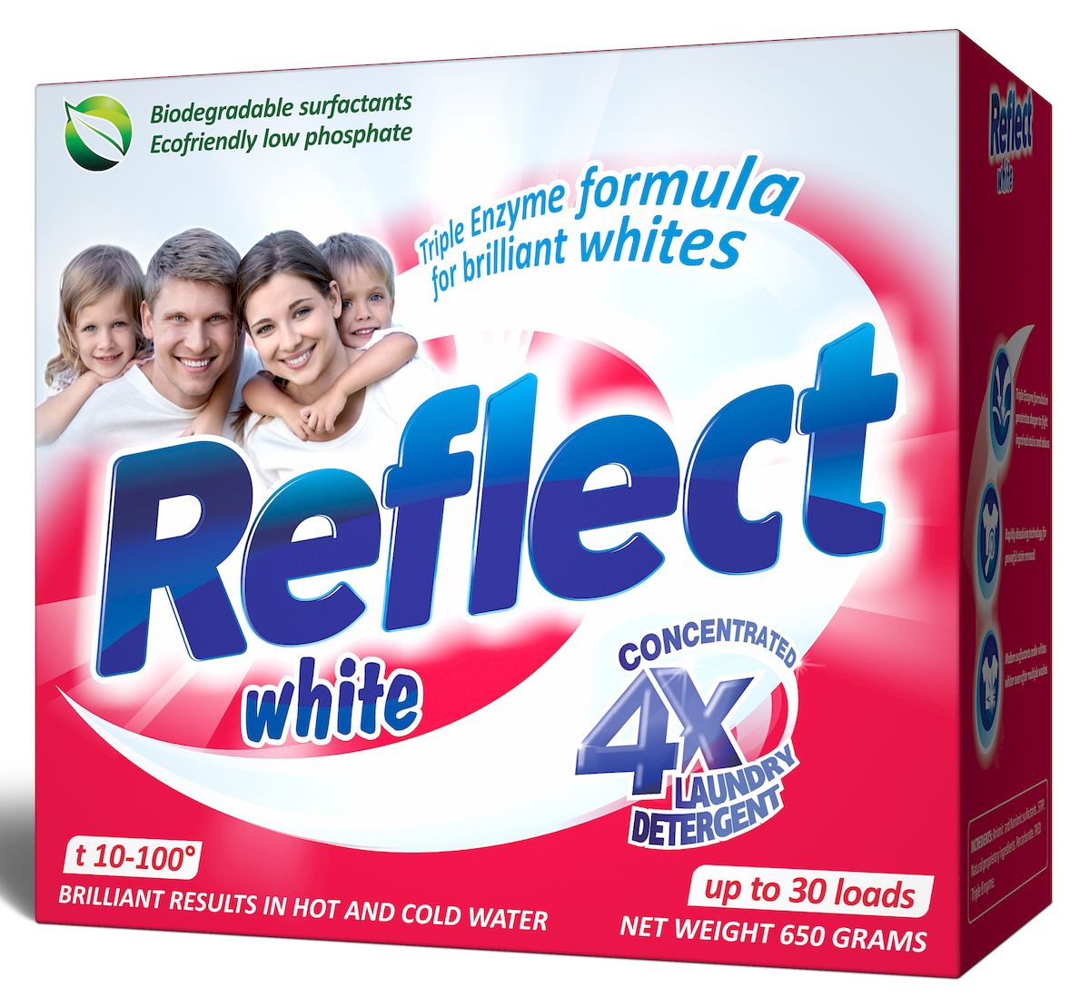Ñòèðàëüíûé ïîðîøîê Reflect White, êîíöåíòðèðîâàííûé, äëÿ áåëûõ è ñâåòëûõ òêàíåé, 650 ã106-026 Ñòèðàëüíûé ïîðîøîê Reflect White, êîíöåíòðèðîâàííûé, äëÿ áåëûõ è ñâåòëûõ òêàíåé, 650 ã106-026Êîíöåíòðèðîâàííûé ñòèðàëüíûé ïîðîøîê Reflect White ïðåäíàçíà÷åí äëÿ ñòèðêè áåëûõ è ñâåòëûõ òêàíåé.Îñîáåííîñòè ïîðîøêà Reflect White: - ïðèäàåò áåëîñíåæíîñòü è ÿðêîñòü áåëûì òêàíÿì îò ñòèðêè ê ñòèðêå, - îòñòèðûâàåò ñàìûå ñèëüíûå çàãðÿçíåíèÿ (âîðîòíè÷êè, ìàíæåòû), - àíòèáàêòåðèàëüíûé, óíè÷òîæàåò 99,9% èçâåñòíûõ áàêòåðèé,- îáëàäàåò âûñîêîé ìîþùåé ñïîñîáíîñòüþ â øèðîêîì äèàïàçîíå òåìïåðàòóð (10°C-100°C), - ïðåäóïðåæäàåò îáðàçîâàíèå íàêèïè íà âîäîíàãðåâàòåëüíîì ýëåìåíòå, - óäàëÿåò ïÿòíà è çàãðÿçíåíèÿ ðàçëè÷íîãî ïðîèñõîæäåíèÿ, íå ïîâðåæäàÿ ñòðóêòóðó òêàíè, - â ñîñòàâ âõîäèò ýíçèì (àíòèïèëëèíã), êîòîðûé ïðåäîòâðàùàåò îáðàçîâàíèå âîðñèñòîñòè íà òêàíè, - ïîäõîäèò äëÿ âñåõ òèïîâ òêàíè, âêëþ÷àÿ òêàíè ñ ìåìáðàííûì ïîêðûòèåì, êðîìå øåðñòè è øåëêà- óíèâåðñàëüíûé - äëÿ ìàøèííîé è ðó÷íîé ñòèðêè. Òîâàð ñåðòèôèöèðîâàí.