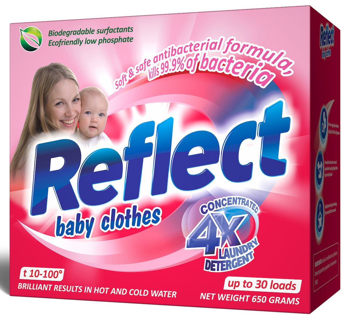 Стиральный порошок Reflect Baby Clothes, концентрированный, 650 г790009 Стиральный порошок Reflect Baby Clothes, концентрированный, 650 г790009Reflect Baby Clothes - это концентрированный стиральный порошок для детского белья с первых дней жизни ребенка от 0 месяцев. На основе натурального мыла легко справляется со специфическими загрязнениями от жизнедеятельности ребенка.Стиральный порошок Reflect Baby Clothes:- отлично удаляет пятна (молоко, детское питание, каши, пюре, сок и т.д.); - гипоаллергенный, для людей с чувствительной кожей;- для всех типов ткани, включая шерсть; - от 10 до 100°С для белого и цветного белья, обновляет цвет, сохраняет структуру ткани; - экопродукт, полностью выполаскивается.
