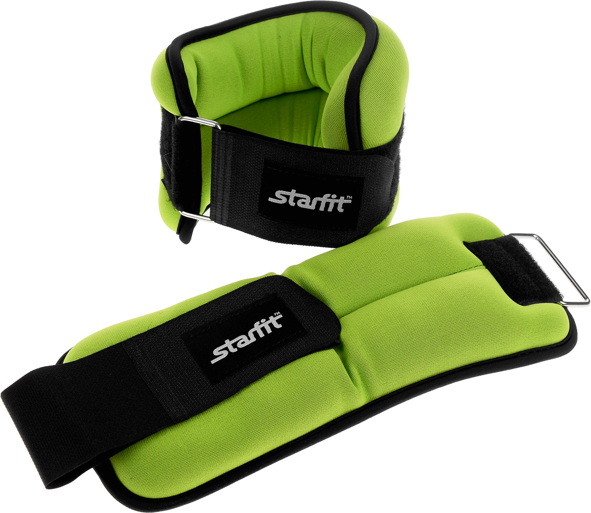 Утяжелители универсальные Star Fit, цвет: зеленый, черный, 2 кг, 2 штFABLSEH10002 Утяжелители универсальные Star Fit, цвет: зеленый, черный, 2 кг, 2 штFABLSEH10002Утяжелители Star Fit, изготовленные из неопрена, наполнены металлической стружкой. Они легко фиксируются при помощи крепежного ремешка на липучке. Изделия идеальны в использовании при занятиях аэробикой, оздоровительной гимнастикой и фитнесом. Мягкий материал надежно облегает, давая вместе с тем ощущение свободы рукам - у вас отпадает необходимость держать гантели или гири для создания усилий во время тренировок. Утяжелители имеют компактный размер и не займут много места при хранении и переноске. Оригинальный современный дизайн, приятное цветовое оформление и качество самих утяжелителей будут несомненно радовать вас во время тренировок!Вес каждого утяжелителя: 2 кг. Длина утяжелителя (без учета ремня): 25 см. Ширина утяжелителя: 10,5 см.