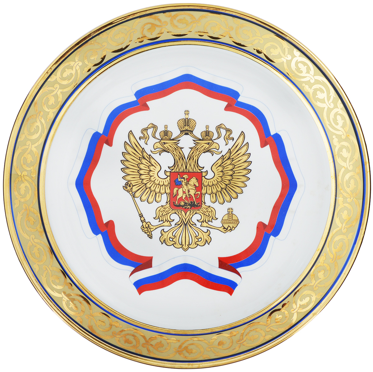 Тарелка настенная Дулевский фарфор Герб России, диаметр 31 см54 009303 Тарелка настенная Дулевский фарфор Герб России, диаметр 31 см54 009303Настенная тарелка Дулевский фарфор Герб России выполнена из минерального, экологически чистого сырья - фарфора, покрытого высококачественной глазурью. Изделие декорировано золотистым ободком и изображением зимнего пейзажа. Такая настенная тарелка станет отличным украшением вашего дома. Качество исполнения и роскошный дизайн сделают ее замечательным подарком. Диаметр тарелки: 31 см.