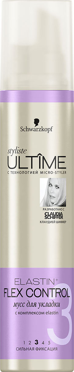 Styliste Ultime Мусс для укладки Flex Control, 200 млMP59.4D Styliste Ultime Мусс для укладки Flex Control, 200 млMP59.4DStyliste ULTIME с эксклюзивной технологией micro-styler – это роскошные средства для укладки, обеспечивающие безупречную фиксацию и исключительно стойкие эффекты для неординарных решений, достойных вашего стиля! Создайте неотразимый образ с помощью styliste ULTIME. Откройте для себя секрет красоты от Клаудии Шиффер.- Формула c комплексом elastin для сохранения естественной подвижности волос на 100 %, без компромиссов в фиксации- Помогает защитить волосы от пересушивания во время укладки феном- Обеспечивает эластичный результат без склеивания