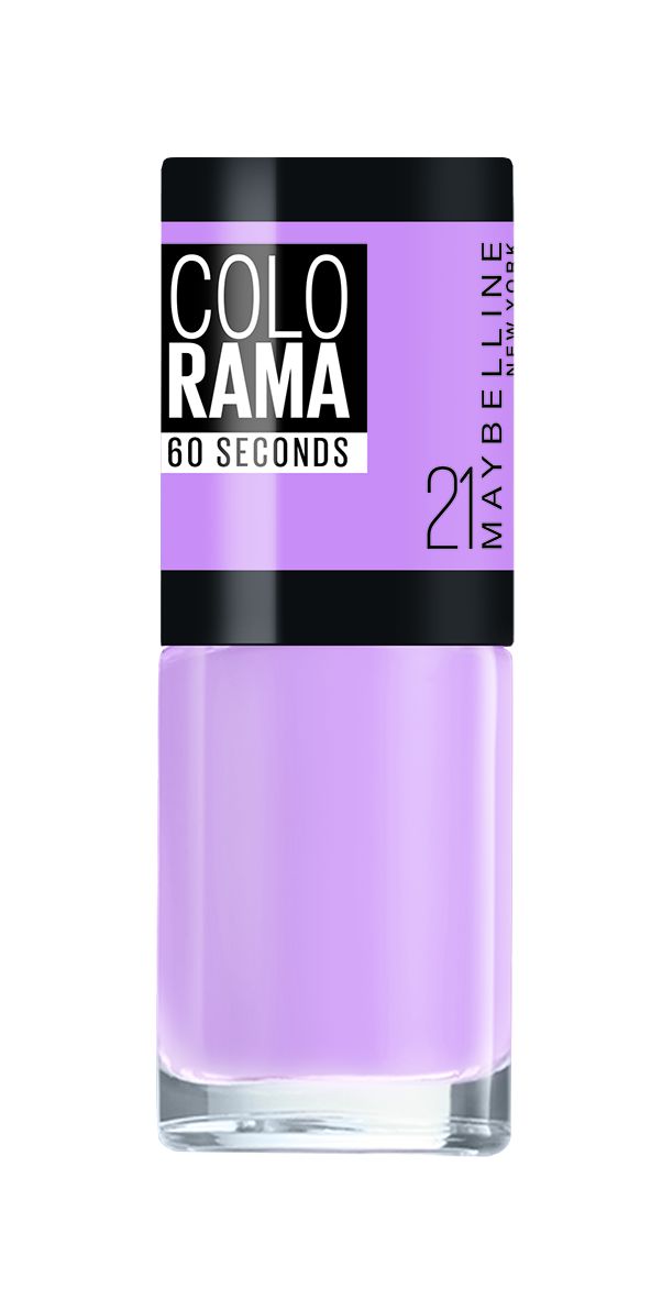 Maybelline New York Лак для ногтей Colorama, оттенок 21, Цветущая сирень, 7 млWS 7064 Maybelline New York Лак для ногтей Colorama, оттенок 21, Цветущая сирень, 7 млWS 7064Самая широкая палитра оттенков новых лаков Колорама. Яркие модные цвета с подиума. Новая формула лака Колорама обеспечивает стойкое покрытие и создает еще более дерзкий, насыщенный цвет, который не тускнеет. Усовершенствованная кисточка для более удобного и ровного нанесения, современная упаковка. Лак для ногтей Колорама не содержит формальдегида, дибутилфталата и толуола.
