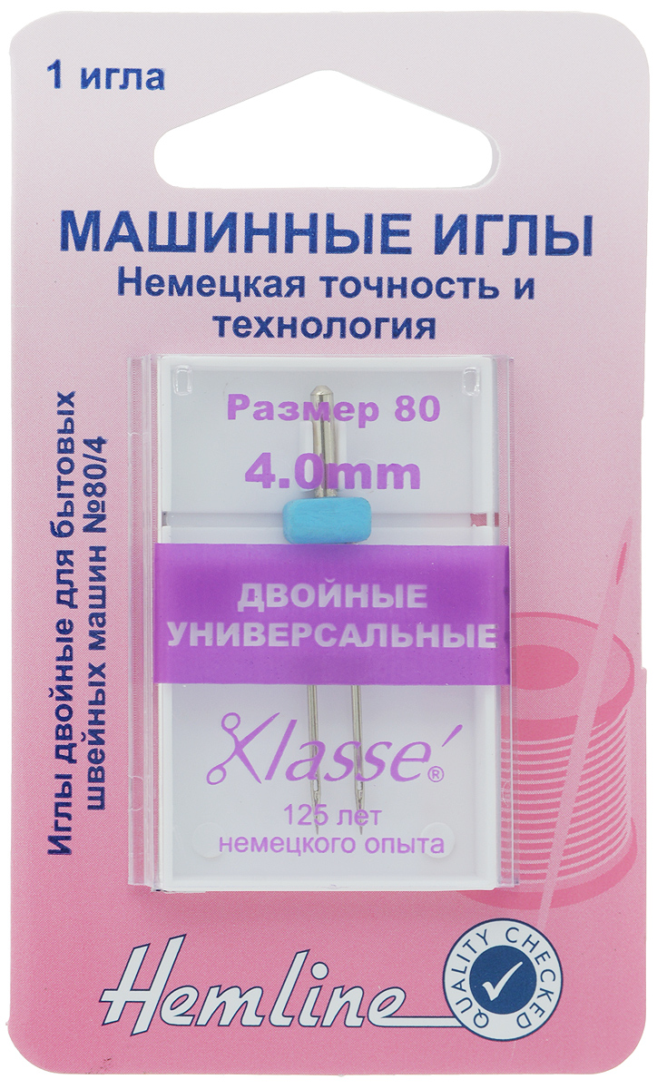 Игла для бытовых швейных машин Hemline, универсальная, двойная, №80, 4 ммComfort 05-15 Игла для бытовых швейных машин Hemline, универсальная, двойная, №80, 4 ммComfort 05-15Двойная игла Hemline, выполненная из высококачественной стали, идеально подходит для декоративной отстрочки. Подходит для всех современных швейных машин: Bernina, Brother, Bernette,Elna, Husgsvarna, Janome, New Home, Pfaff, Simplicity, Singer, Toyota, Viking.В комплекте пластиковый футляр для переноски и хранения.Номер иглы: 80.Расстояние между иглами: 4 мм.