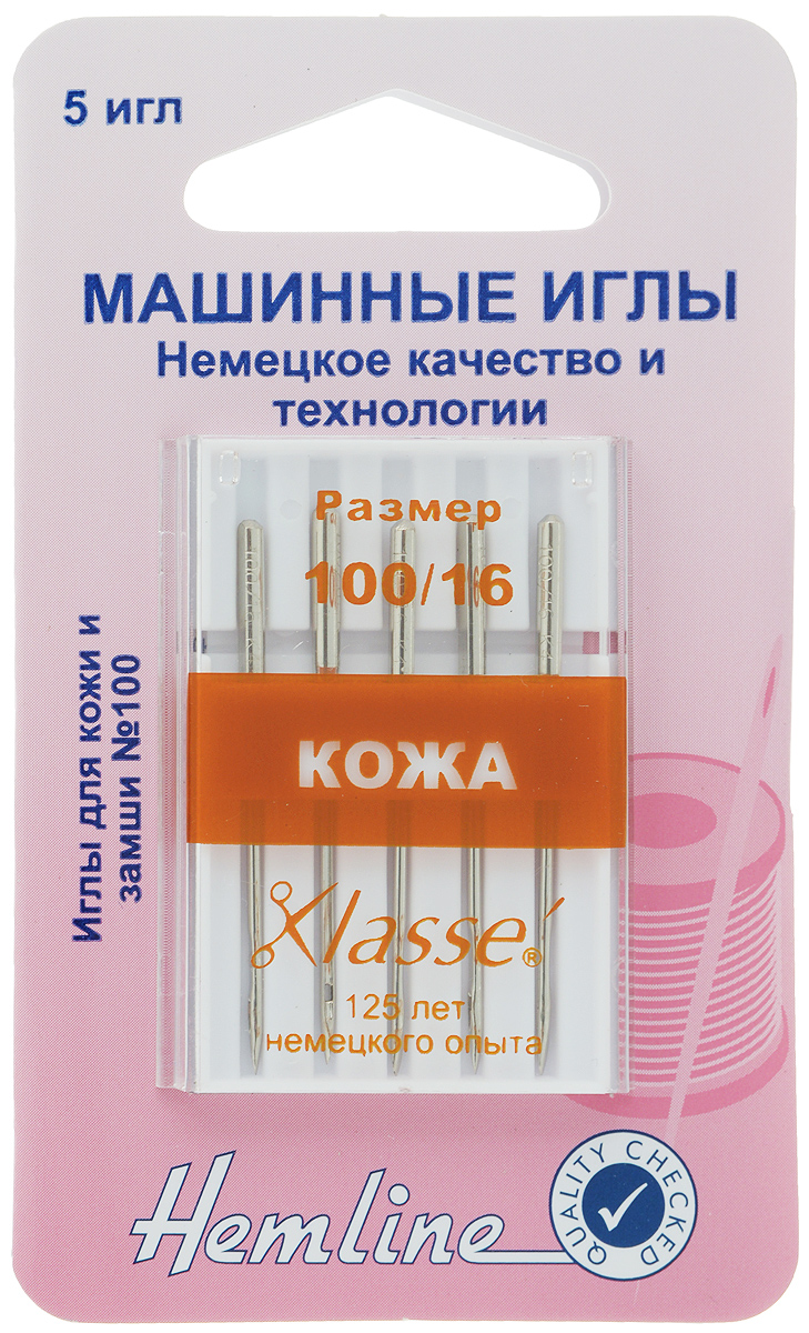 Иглы для бытовых швейных машин Hemline, для кожи, №100, 5 штSM 10-09 Иглы для бытовых швейных машин Hemline, для кожи, №100, 5 штSM 10-09Иглы Hemline, выполненные из высококачественной стали, идеально подходят для настоящей кожи и замши. Приплюснутый кончик проникает в трудносшиваемые ткани. Не рекомендуется использовать с Ultra Suede или с текстилем.В комплекте футляр для переноски и хранения.Размер: №100/16.Длина игл: 3,8 см.