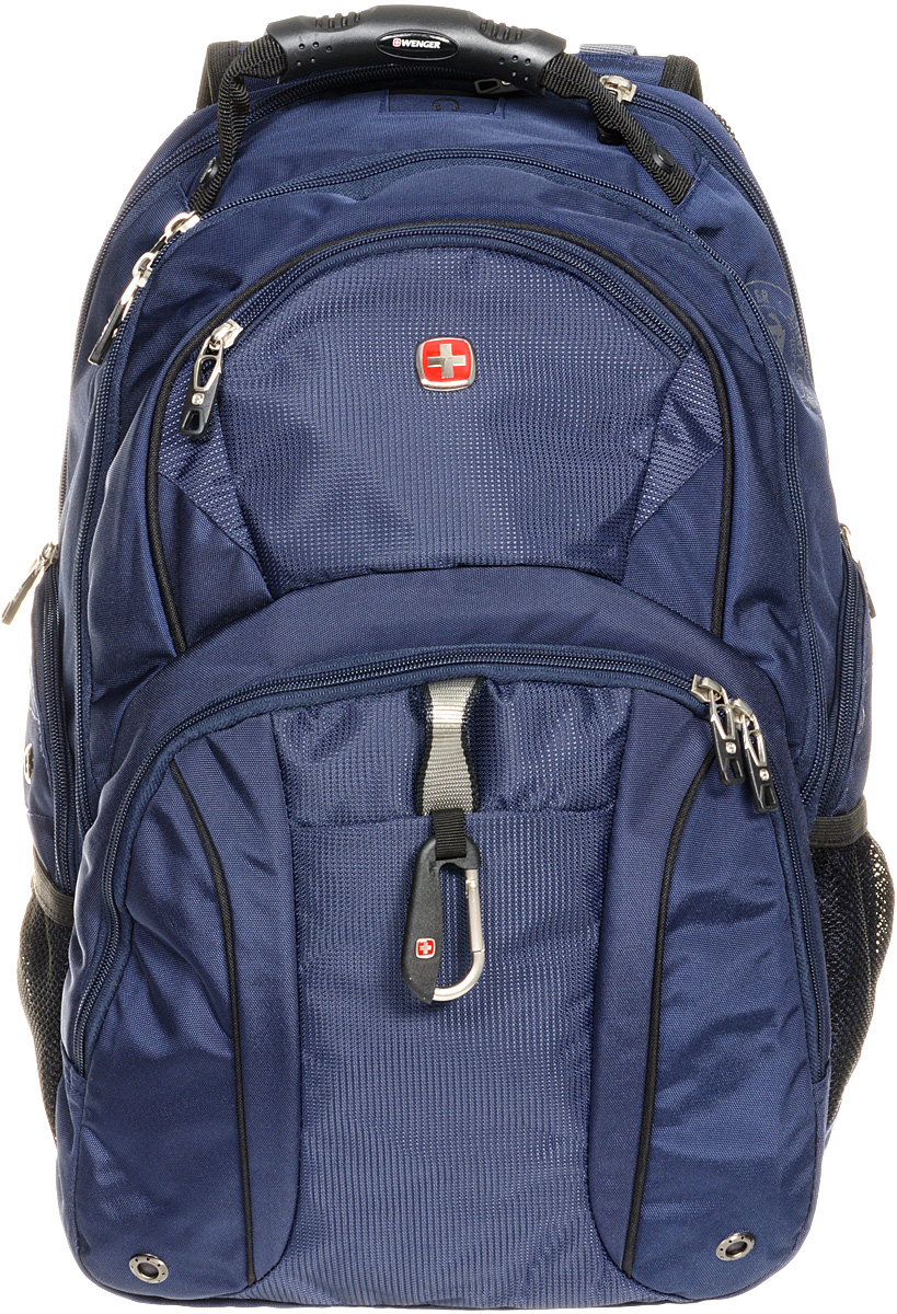 Рюкзак городской Wenger, цвет: черный, синий, 34 x 16 x 48 см, 26 л3253303408 Рюкзак городской Wenger, цвет: черный, синий, 34 x 16 x 48 см, 26 л3253303408Городской рюкзак Wenger выполнен из прочного полиэстера. Он имеет отделение для ноутбука с мягкими стенками, подходит для большинства ноутбуков с диагональю экрана до 15. Карман для планшетного компьютера с мягкими стенками обеспечивает безопасную и удобную переноску. Карман-органайзер для мелких предметов с ключницей, кармашками для ручек, мобильного телефона и карты памяти. Стягивающие боковые ремни позволяют регулировать объем рюкзака, а также ужимать багаж. Эргономичные плечевые ремни анатомической формы с пропускающей воздух подкладкой обеспечивают удобную переноску. Спинка имеет специальную рельефную анатомическую поверхность и оснащена системой циркуляции воздуха Airflow. Карман из специальной эластичной сетки подходит для бутылок любого размера.Особенности рюкзака:2 внешних боковых кармана на молнии с вентиляцией 2 внешних кармана на молнии 2 внешних сетчатых кармана для бутылок с водой Большое основное отделение Внешний карабин Внутренний карабин для ключей Возможность крепления на чемодане Карман для планшетного компьютера с диагональю до 38 см Карман-органайзер для мелких предметов Металлические застежки молний с пластиковыми вставками Отделение на липучке для ноутбука 15 с системой ScanSmart Петля для очков Регулировка крепления липучки по вертикали Регулируемые плечевые ремни Ручка с прочным кожухом для переноски Внутренний сетчатый карман на молнии для хранения аксессуаров ноутбука Эргономичная спинка с системой циркуляции воздуха Airflow.