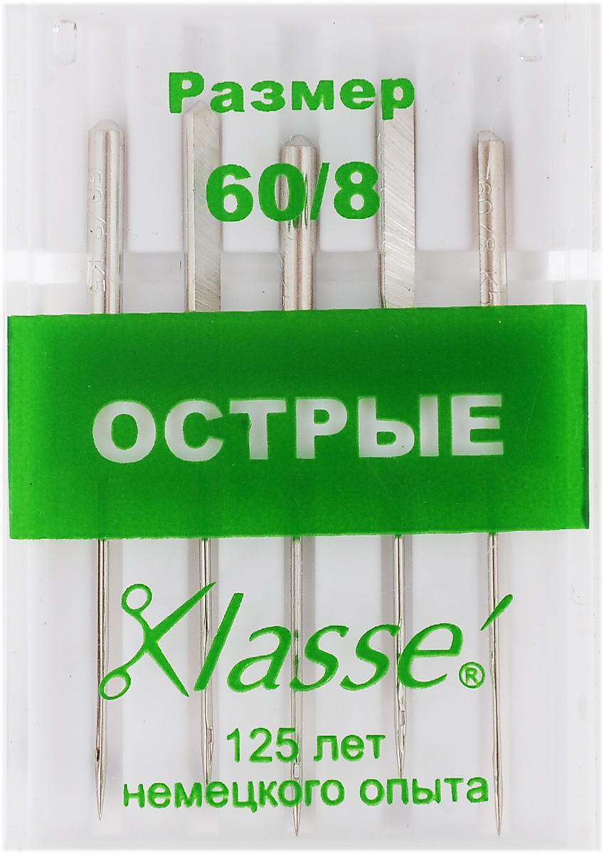 Иглы для бытовых швейных машин Hemline, c острым кончиком, №60, 5 шт. A6135/60TD 0350 Иглы для бытовых швейных машин Hemline, c острым кончиком, №60, 5 шт. A6135/60TD 0350Острые иглы Hemline, выполненные из высококачественной стали, идеально подходят для шелка, тканей с микрофиброй и других плотнотканых материалов. Острый кончик разработан для совершенно прямых стежков в отстрочке и обработке петель.Подходят для всех современных швейных машин. В комплекте пластиковый футляр для переноски и хранения.Размер: 60/8.